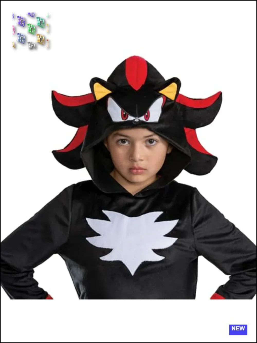 Officially Licensed Sonic Shadow Costume for Kids, Hooded Jumpsuit, Halloween
